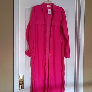 Long Hot Pink Cordoroy Duster or Dress